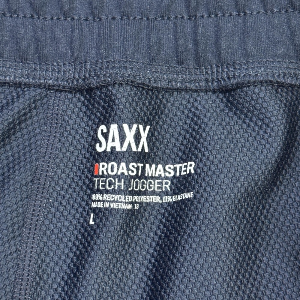 SAXX Roastmaster Tech Jogger Pants Mens L Blue Elastic Waist Drawstring Pockets - Picture 2 of 10